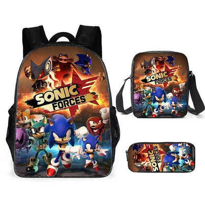Sonic Anime Cartoon Backpack for Primary and Middle School - Schoolbag for Boys and Girls with Zipper and Shoulder Straps