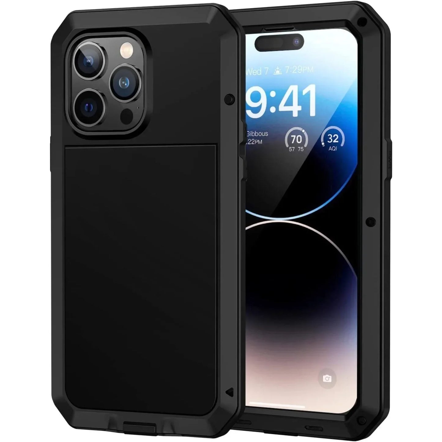 Heavy Duty Aluminum Metal Case for iPhone 16/15/14/13/12/11 Pro Max – Shockproof Gorilla Glass Cover for iPhone XS Max/XR/7/8