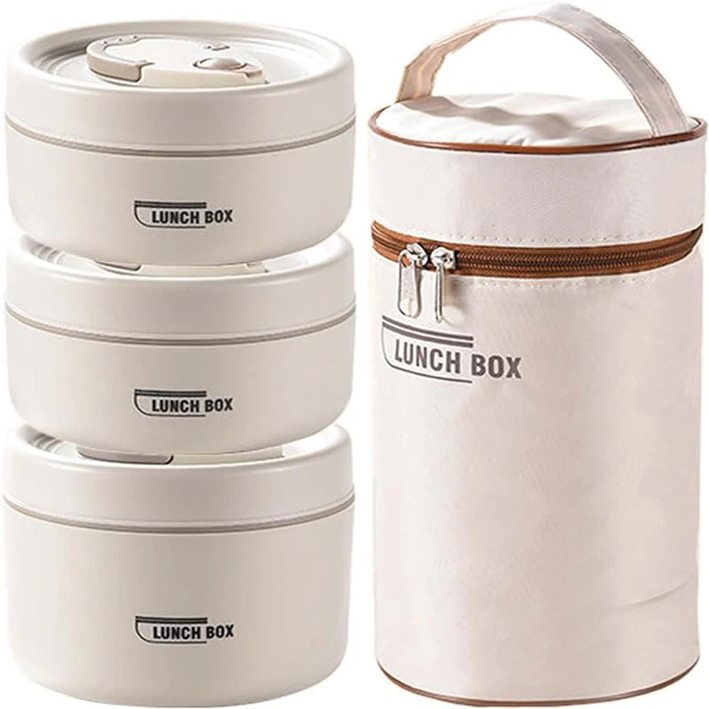 Portable Insulated Lunch Container Set – 3 Stackable Thermal Food Storage Boxes for Adults & Kids