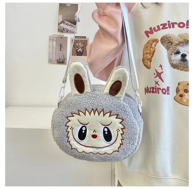 Labu Cartoon Crossbody Plush Bag – Kids Backpack & Shoulder Bag Doll Change Purse, Perfect Gift for Girls