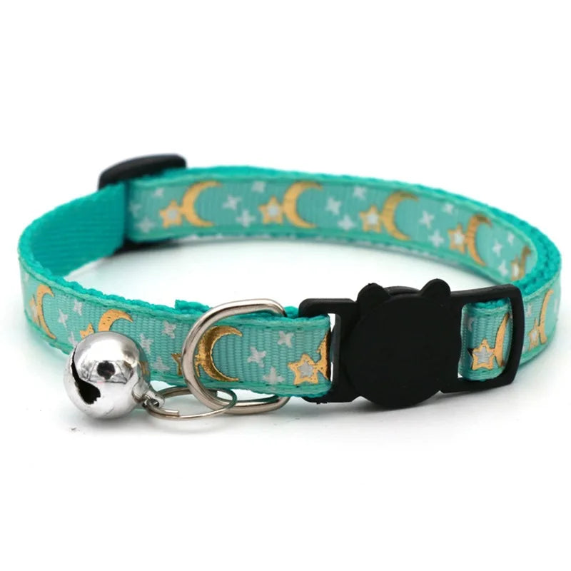 Pet Collar with Bell – Adjustable Cartoon Footprint Necklace for Dogs, Puppies & Kittens, Colorful Safety Bell Accessory
