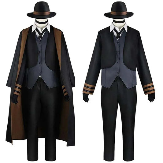 Nakahara Chuuya Cosplay Costume — Hat, Uniform, Trench Coat & Pants, Big Size Outfit for Halloween & Comic Con