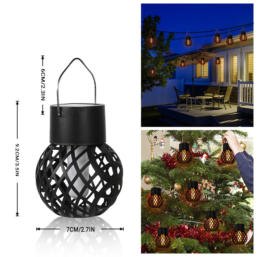 LED Solar Hanging Lanterns 1-6Pcs – Outdoor Flame Effect, Waterproof Fairy Lights for Garden, Patio, and Yard Decor