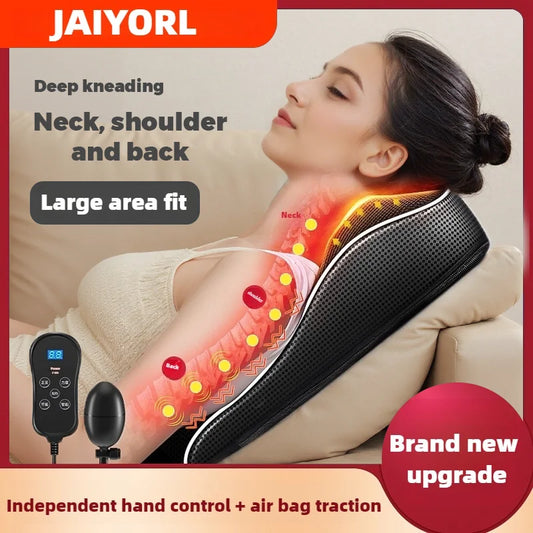 Manufacturer Direct Electric Shiatsu Neck & Head Massager Pillow with Heating and Vibration – Cervical Traction Car Back Massager