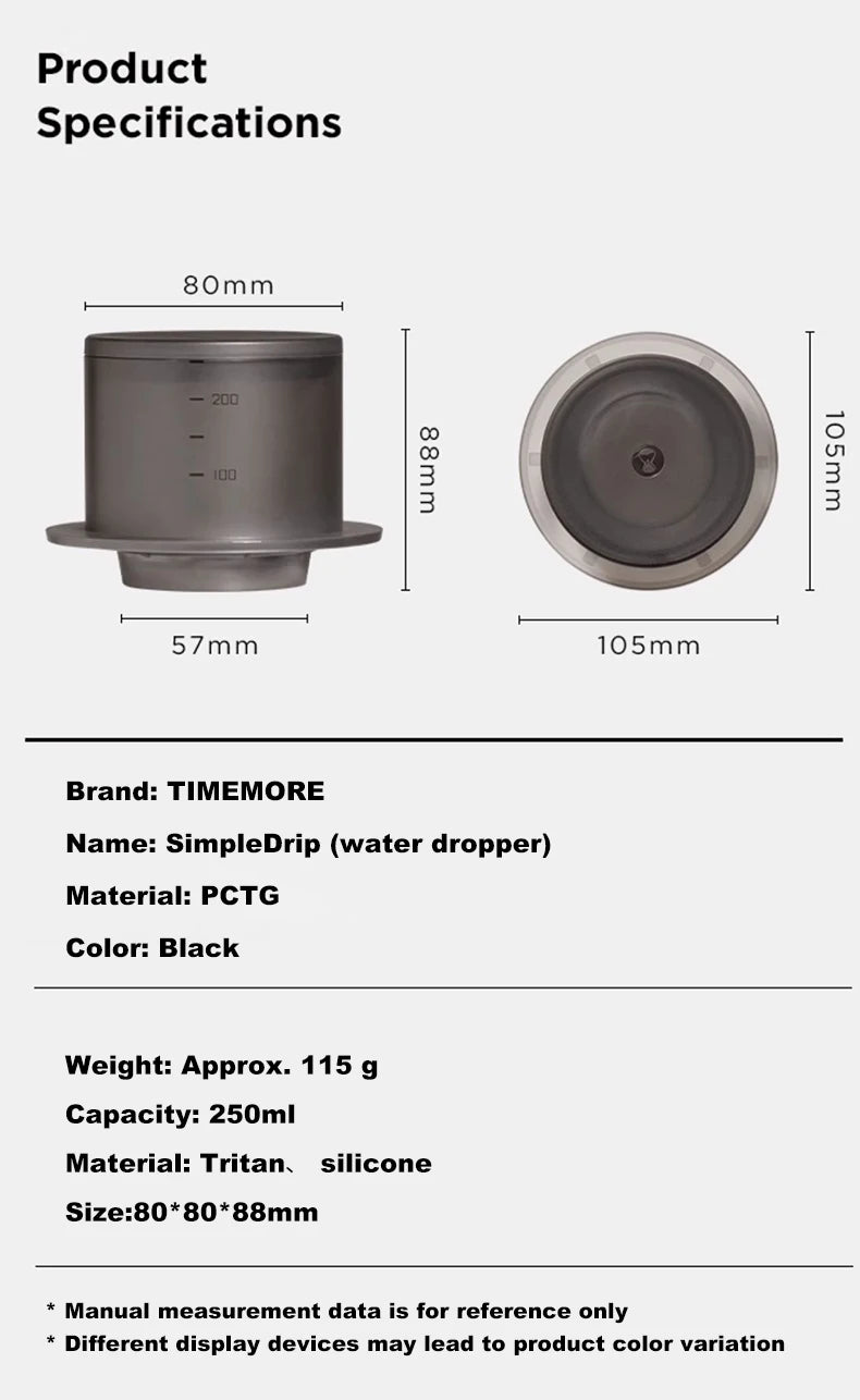 TIMEMORE SimpleDrip Water Dropper — 13-Hole Lid for Uniform, Stable Water Flow