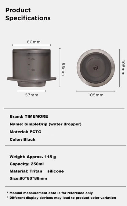 TIMEMORE SimpleDrip Water Dropper — 13-Hole Lid for Uniform, Stable Water Flow