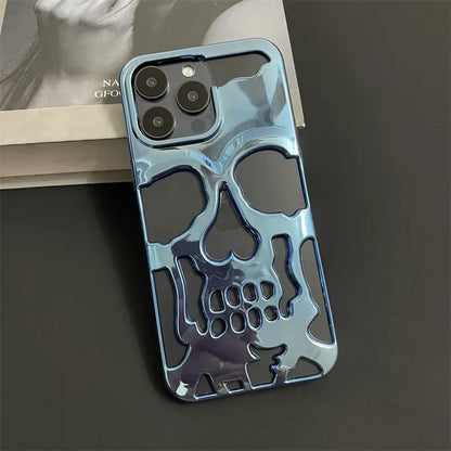Cool Hollow Skull Ghostface Plating iPhone Case – Heat Dissipation Slim Cover for iPhone 14-17 Pro Max
