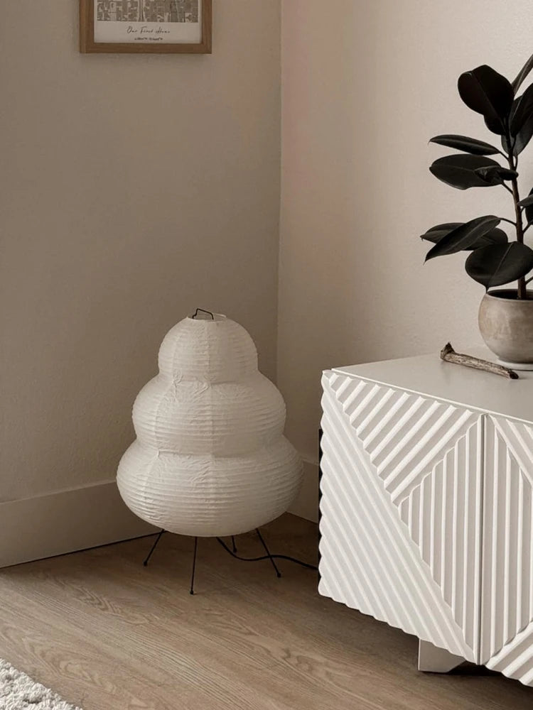 Japanese Style LED Rice Paper Desk Lamp – Tricolor Dimming Home Art Decoration for Living Room, Hotel, Bedroom & Bedside Night Light