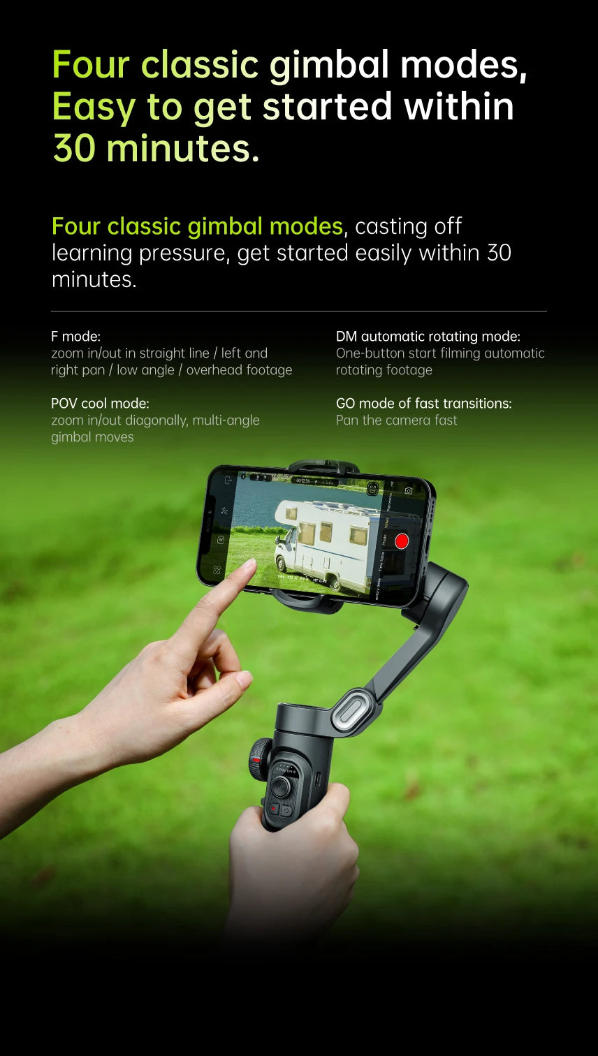 AOCHUAN 3-Axis Handheld Gimbal Stabilizer – SmartXE for iPhone & Android with AI Face Tracking for TikTok & Vlog