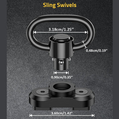 2PCS Tactical QD Sling Swivel Mount – 360° Quick Release Adapter for Rifle, Gun Sling Buckle Attachment Accessory