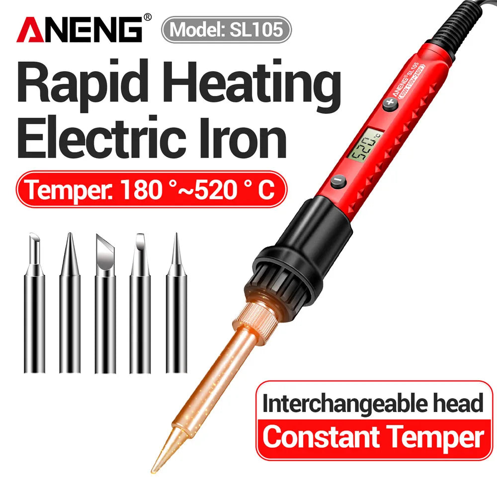ANENG SL104/SL105 Electric Soldering Iron – Professional Digital Display, Adjustable Temperature Portable Kit for Welding & Soldering Repair