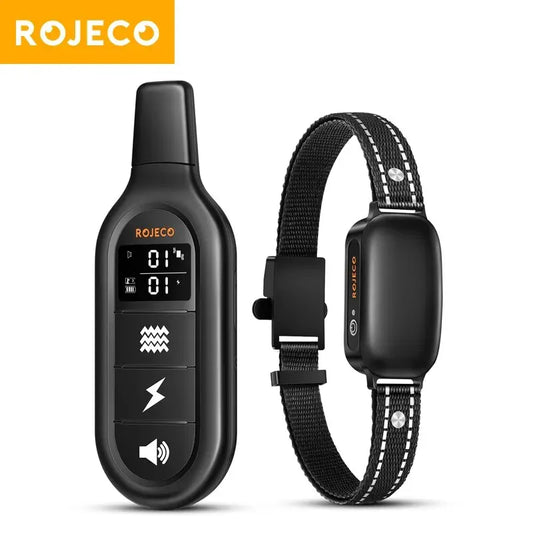 ROJECO Digital Rechargeable Electric Dog Training Collar - Remote Control, IPX7 Waterproof, and Vibrator Pet Bark Stop Shock Collar