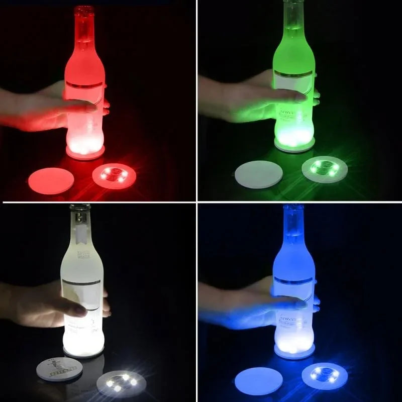 LED Luminous Cup Stickers — 6cm Bottle & Glass Coaster Lights for Bar, KTV, Wedding, Party Decoration (1/50PCS)