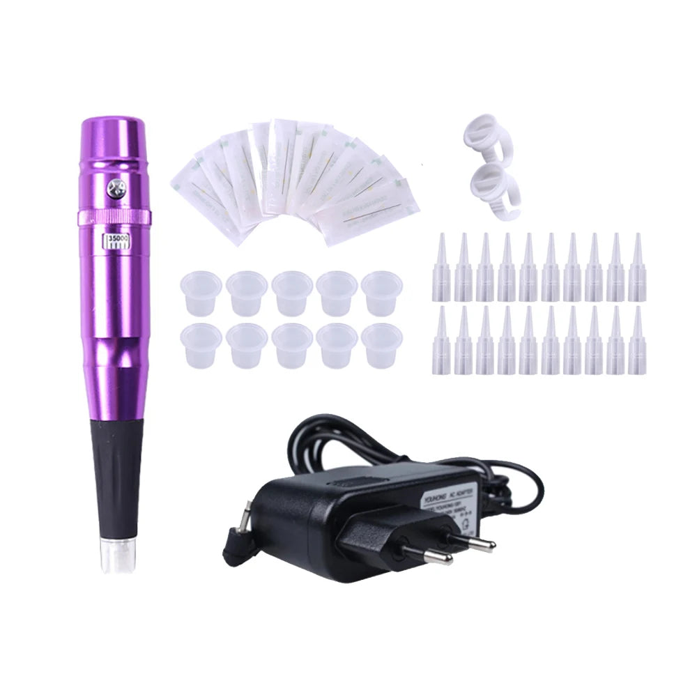 Permanent Makeup Rotary Tattoo Pen – Eyebrow & Lip Machine, Microblading & Piercing Gun PMU Kit