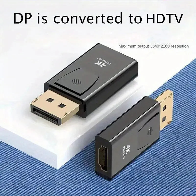 DP to HDTV 4K Adapter – DisplayPort Male to HDMI Female Video & Audio Converter for Computer, Laptop, TV