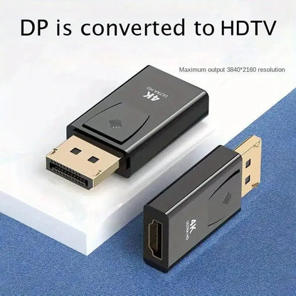 DP to HDTV 4K Adapter – DisplayPort Male to HDMI Female Video & Audio Converter for Computer, Laptop, TV