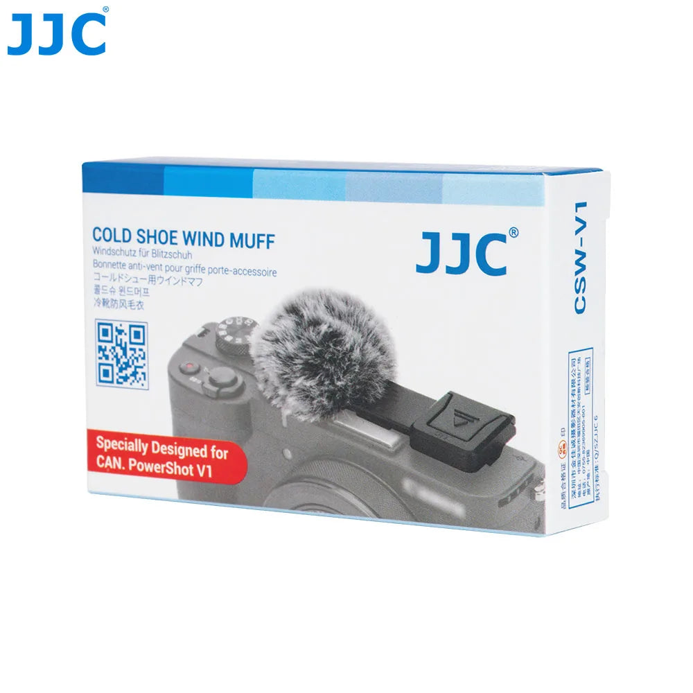 JJC Cold Shoe Wind Muff – Microphone Windscreen for Canon PowerShot V1 Vlog Camera with Noise Reduction