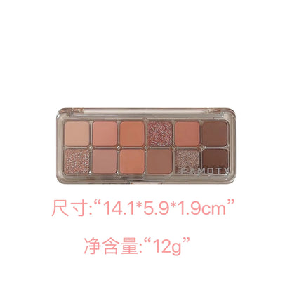 12-Color Matte Eyeshadow Palette – Low Saturation Tea & Apricot Shades, Long-Lasting Daily Eye Makeup
