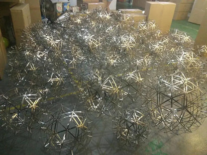 Italy Designer Spark Ball LED Chandelier – Stainless Steel Firework Pendant Lamp with Remote for Loft Living Room Decor