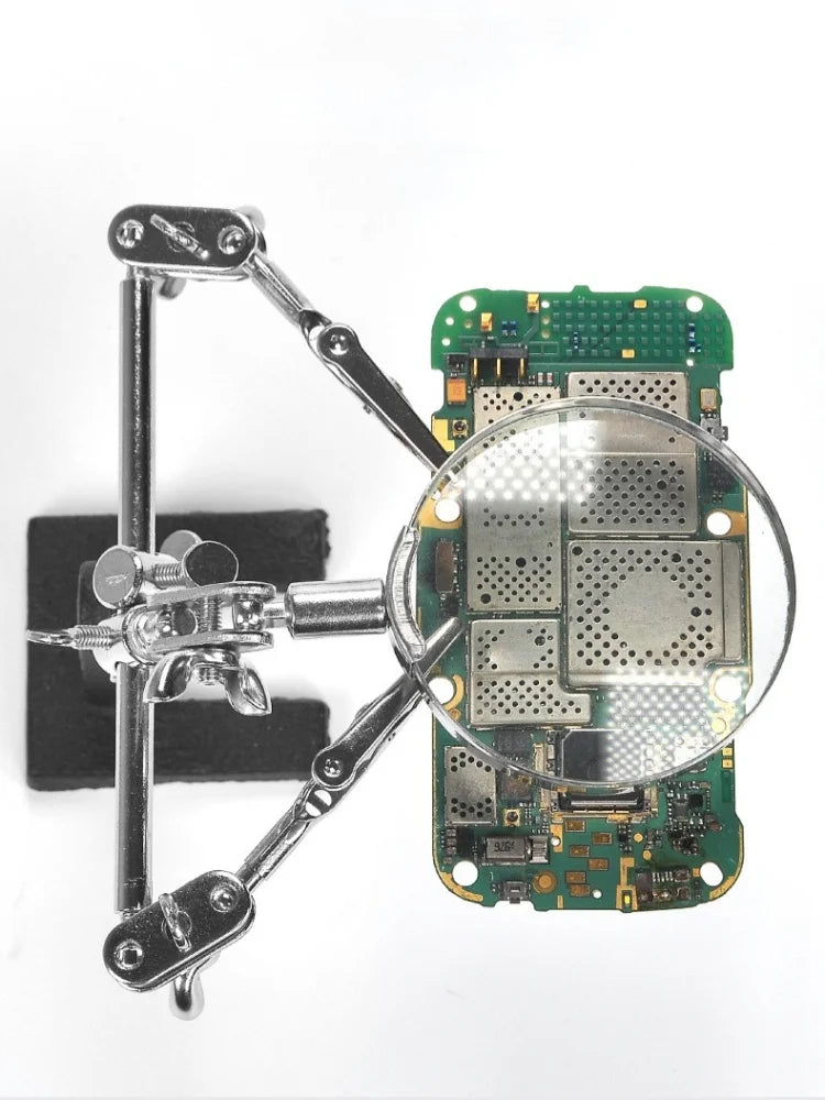 Soldering Iron Stand with Magnifying Glass - Third Hand Clamp & Desktop Repair Tool for Welding
