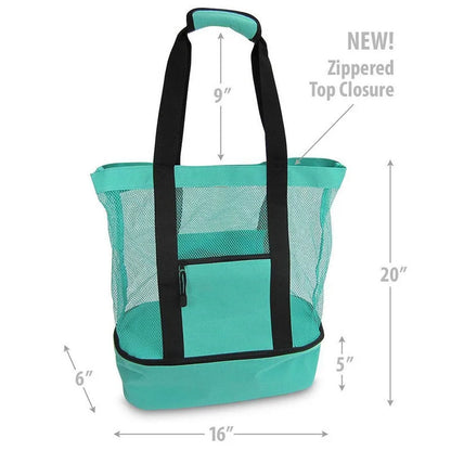 Women’s Waterproof Picnic & Beach Tote Bag – Double Layer Transparent Mesh Insulated Shopping Bag