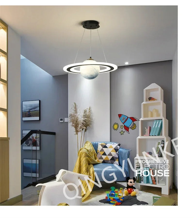 Acrylic Planet Pendant Lamp – Space Star Hanging Light for Living Room, Bedroom, Kitchen & Kids Room, E27 Bulb Compatible