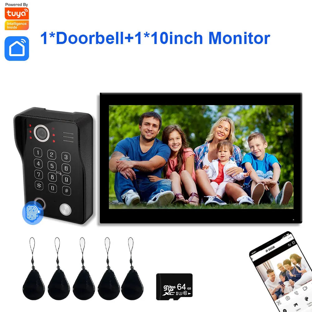 Fingerprint 5-in-1 WiFi Video Doorbell — Tuya Smart 1080P Touch Intercom System for Home Security
