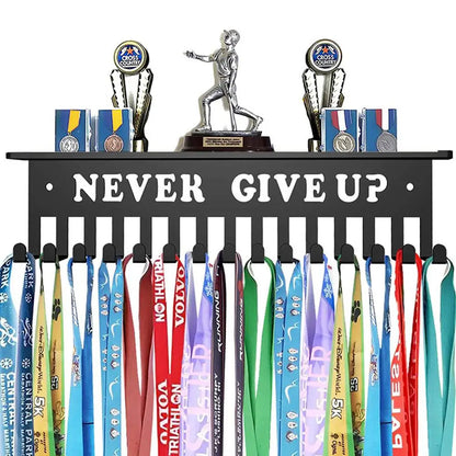 Sports Medal Display Rack – Metal Hanger Holder Organizer for Football, Basketball, Volleyball, and Ribbon Medals