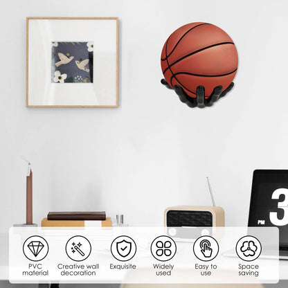 Wall-Mounted Hand-Shaped Basketball Storage Rack – Multi-Purpose Football Display Shelf & Space-Saving Room Decor Holder