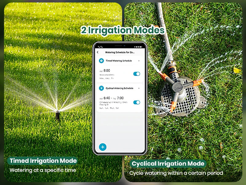 Zigbee/WiFi Automatic Water Timer – Dual Hose Garden Irrigation System, Sprinkler Programmer, Alexa Support