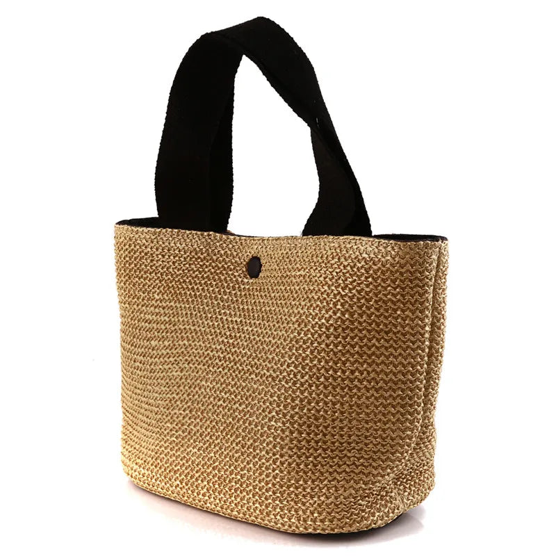 Women’s Bohemian Beach Straw Bag – Handmade Woven Rattan Bucket Shoulder & Crossbody Handbag