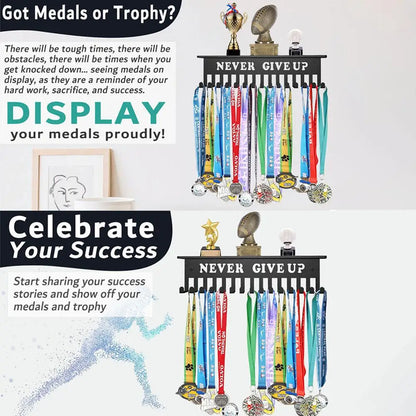 Sports Medal Display Rack – Metal Hanger Holder Organizer for Football, Basketball, Volleyball, and Ribbon Medals