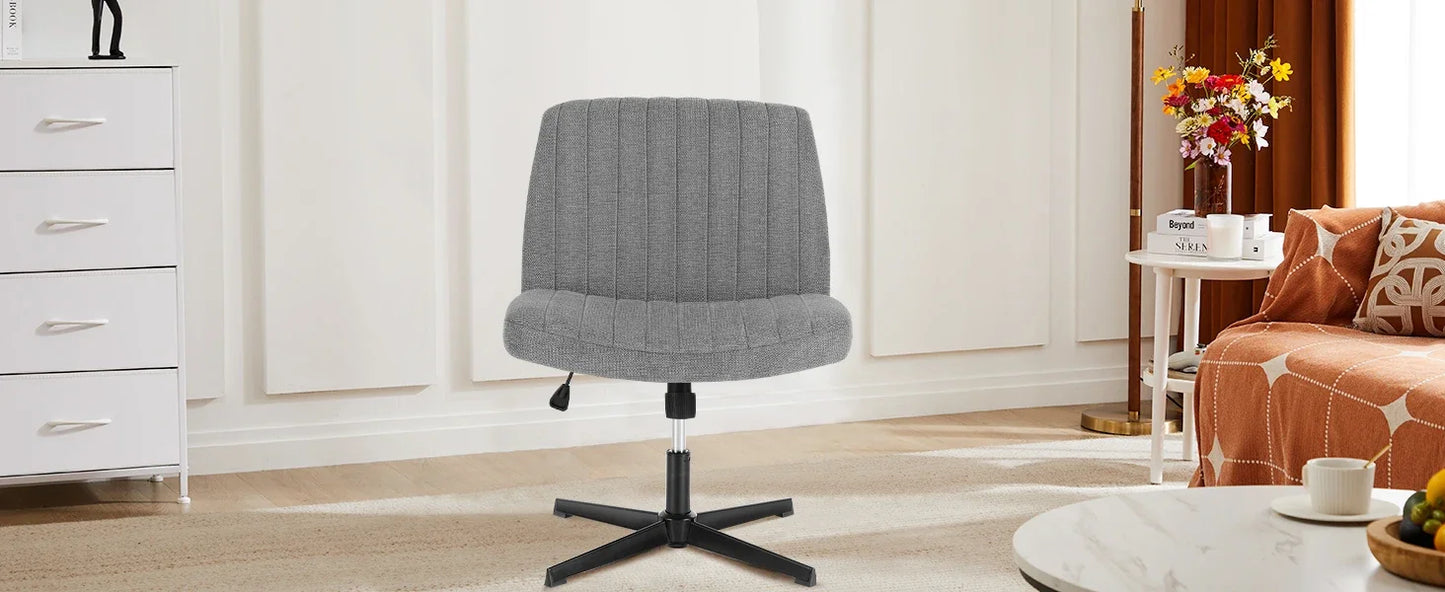 Armless Criss Cross Legged Swivel Office Chair - Wide Desk Chair Without Wheels