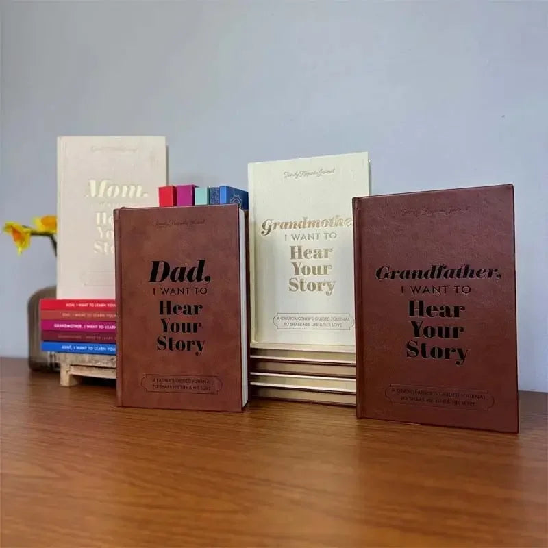 " Mom, I Want to Hear Your Story " Leather Memory Book – A Father’s Guided Journal for Sharing Life Stories