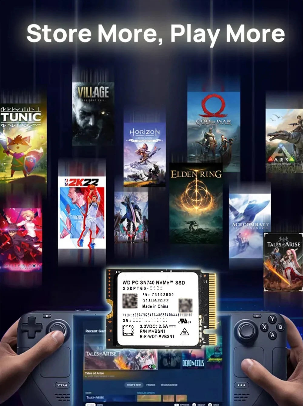 Western Digital WD SN740 1TB/2TB SSD – M.2 2230 Gen4 PCIe 4.0x4 NVMe Solid State Drive for Steam Deck & Surface Pro X