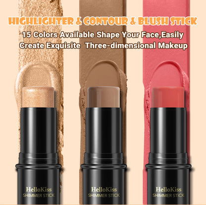 Face Brown Bronzer Contour Stick - Foundation Makeup Pen, Long-Lasting Smooth Contour, Shadow Blusher & Highlight Concealer Cosmetics