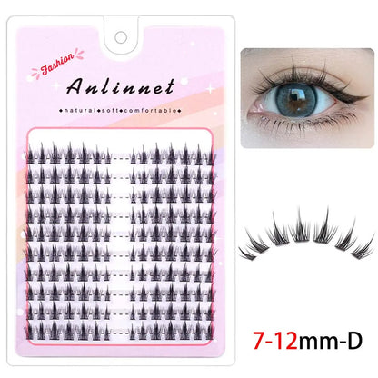 5D Mink Manga Lashes - Fluffy Individual & Natural False Eyelashes, Korean Makeup, Lazy Trilogy Cluster Lashes