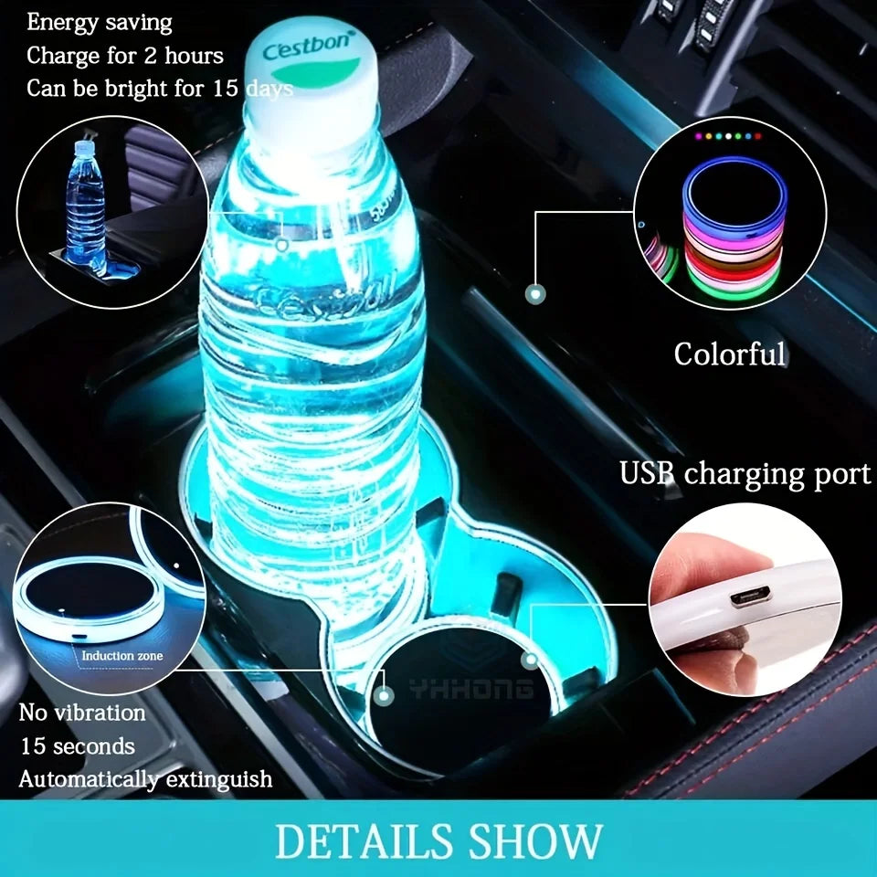 Illuminate Your Ride: 1PCS/2PCS LED Car Cup Drink Holder Logo Light - USB Charging Luminous Coaster for Seat Leon, FR, MK2, MK3, Ibiza, Altea - Car Accessories