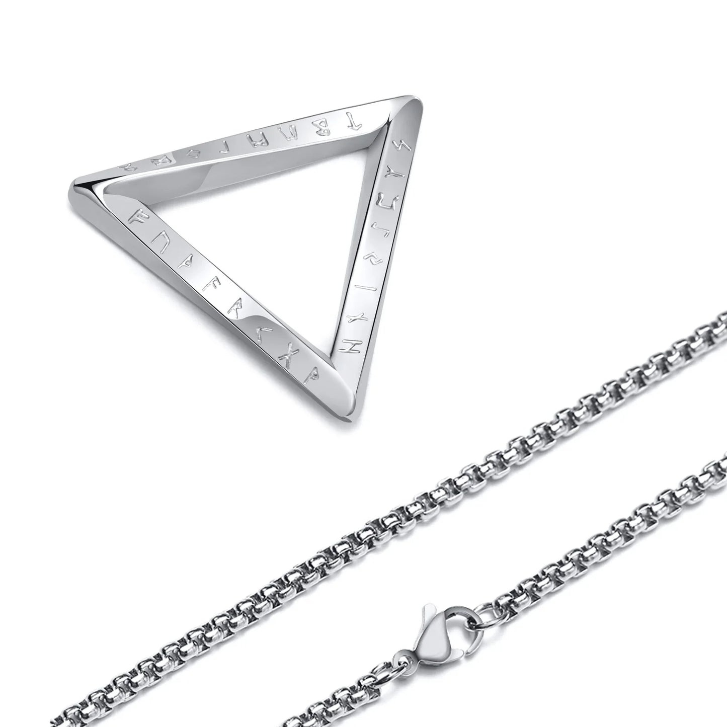 Vnox Norse Viking Pendant Necklace – Twisted Stainless Steel Mobius Triangle, Vegvisir & Valknut Geometric Charm