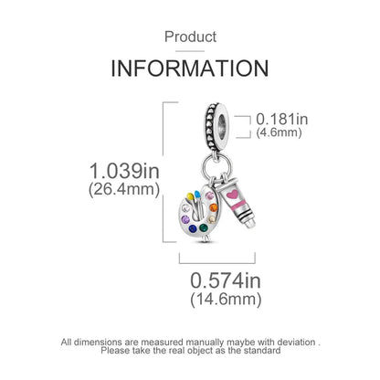 MULA Silver-Plated Sunflower & Four-Leaf Clover Dangle Charms - DIY 3MM Snake Chain Bracelet