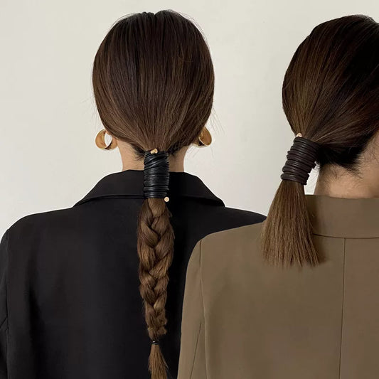 New Fashion INS Temperament Leather Scrunchies Hair Clips - Simple Design Sense Back Head Hairpin Headdress