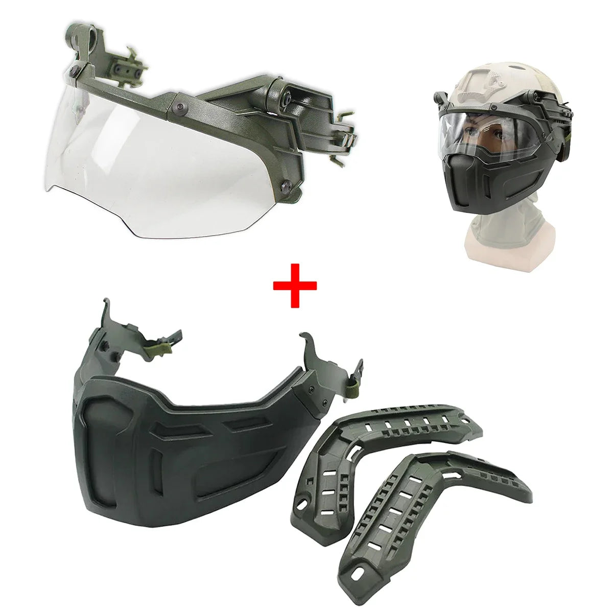 Tactical FAST Helmet Half Face Mask with Flip Goggles – Airsoft, Paintball, and Hunting Gear Accessories