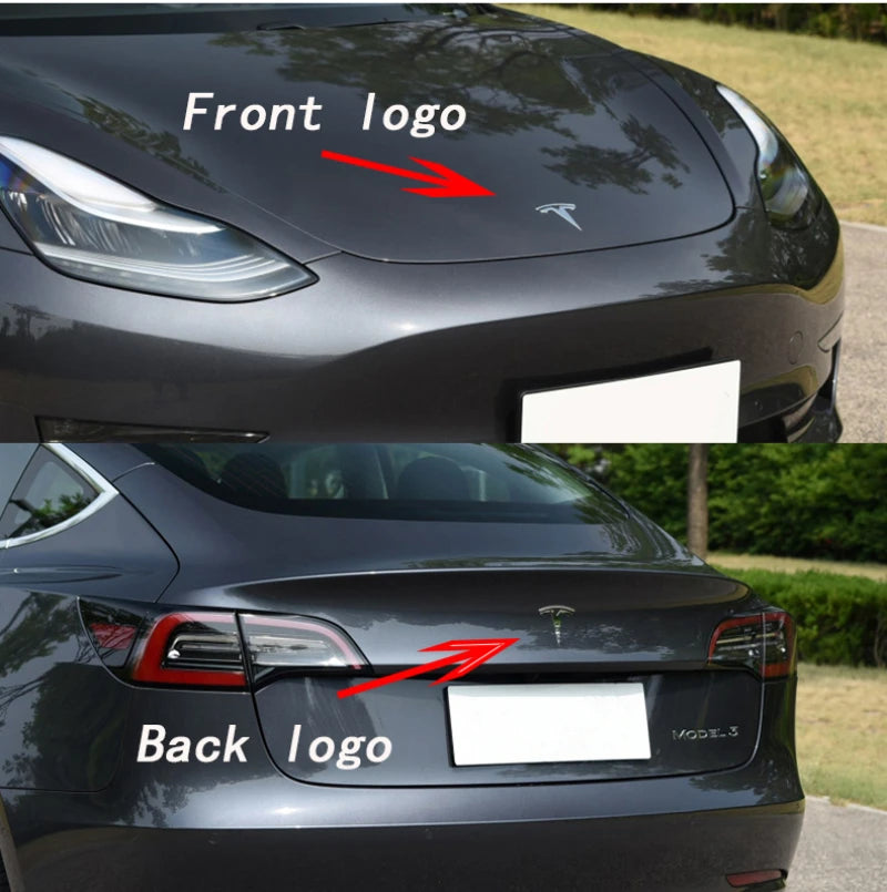 Tesla Model 3 & Y Logo Sticker – Front Hood & Rear Trunk Badge Car Acc ...