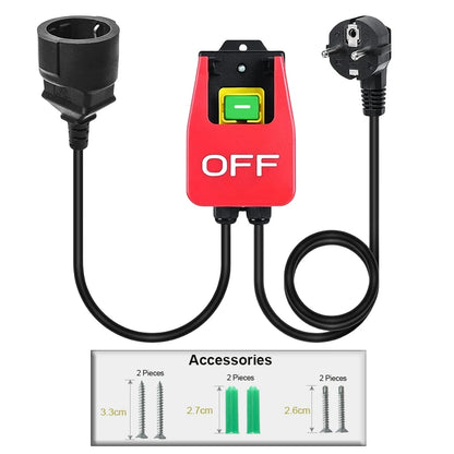 Single Phase Safety Zero Voltage Switch with Plug - Machine Switch for Quick Power Off on Lathe, Milling Table, Cutter (220V-250VAC)