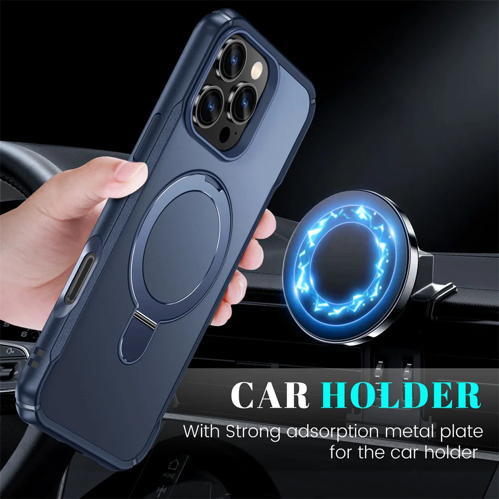 MagSafe Foldable Magnetic Wireless Charging Stand Case — Anti-Slip Bumper for iPhone 11–17 (incl. 16E) Pro/Max