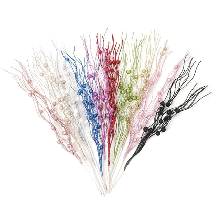 5PCS Glitter Artificial Berry Bouquet | Christmas Tree Ornament & Home Decor for New Year 2026, Navidad DIY Wreath Accessories