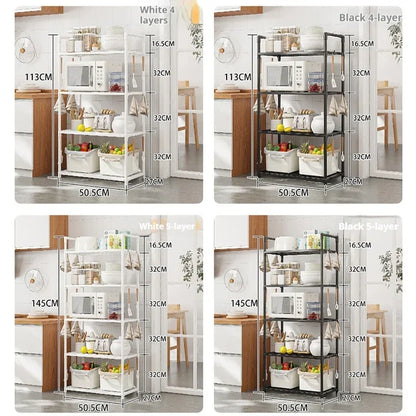 Multilayer Kitchen Shelving - Floor to Ceiling Microwave Oven and Pot Storage Shelf, Multifunctional Household Organizer