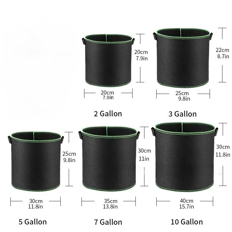 Non-Woven Grow Bags with Handles – 2/3/5/7/10 Gallon Vegetable & Flower Plant Pots