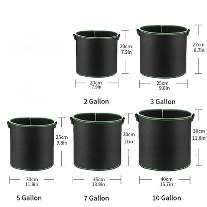 Non-Woven Grow Bags with Handles – 2/3/5/7/10 Gallon Vegetable & Flower Plant Pots