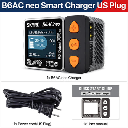 SKYRC B6ACneo Balance Charger - 200W DC, 60W AC, 10A Smart Battery Charger for LiPo LiFe LiIon LiHV NiMH NiCd Pb